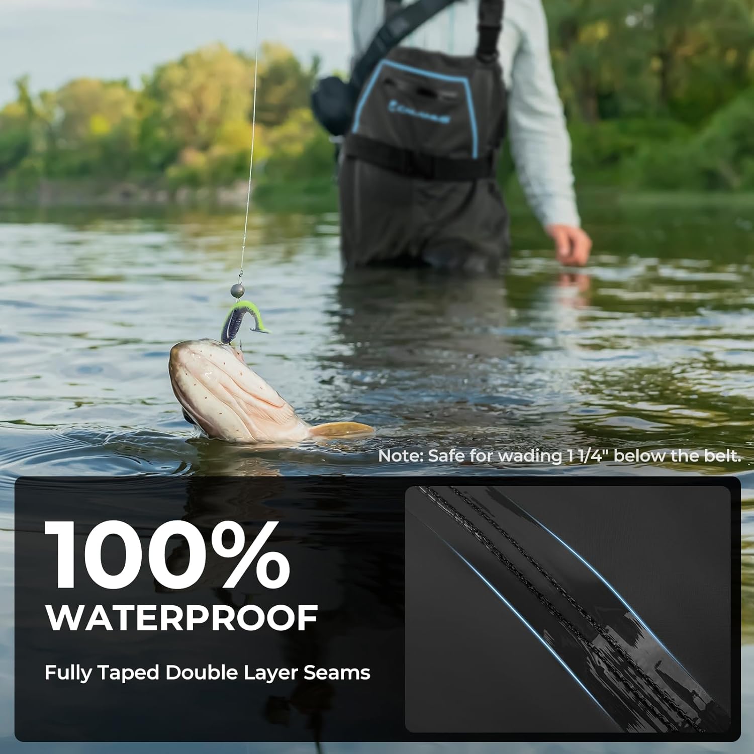 Calamus WaveWalker Fishing Waders for Men & Women, 100% Waterproof PVC Waders with Slip-Resistant Boots, Tear-Resistant Nylon - Image 3
