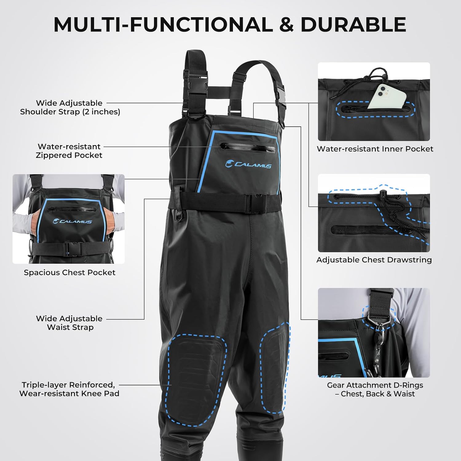 Calamus WaveWalker Fishing Waders for Men & Women, 100% Waterproof PVC Waders with Slip-Resistant Boots, Tear-Resistant Nylon - Image 4