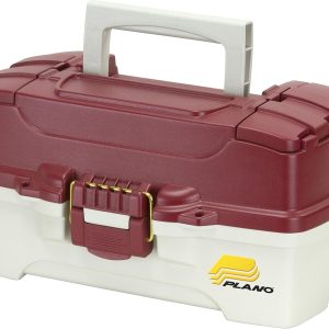 Plano 1-Tray Tackle Box with Dual Top Access, Red Metallic/Off White, Premium Tackle Storage (620106)